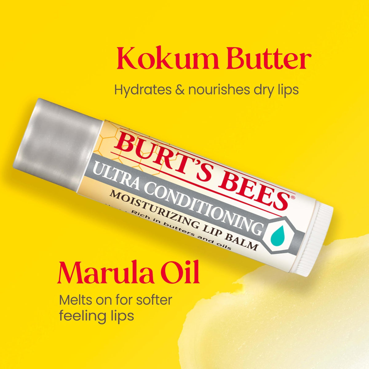 Burt's Bees Lip Balm, Moisturizing Lip Care, 100% Natural Origin, Ultra Conditioning with Shea, Cocoa & Kokum Butter (4 Pack) - FENGGESTORE20