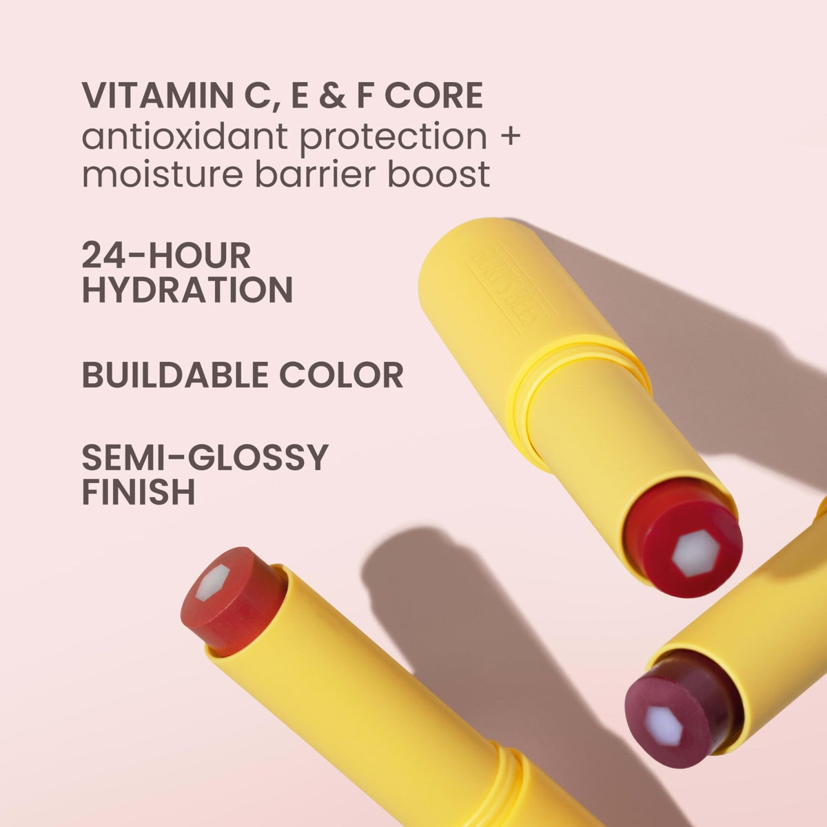 Burt’s Bees Tinted Boosted Balm, Misty Mauve, Hydrating Tinted Lip Balm with Vitamin C, E, and F Core, 24 Hour Lip Moisturizer with Responsibly Sourced Beeswax, 100% Natural Origin, 1 Count, 0.16oz - FENGGESTORE20