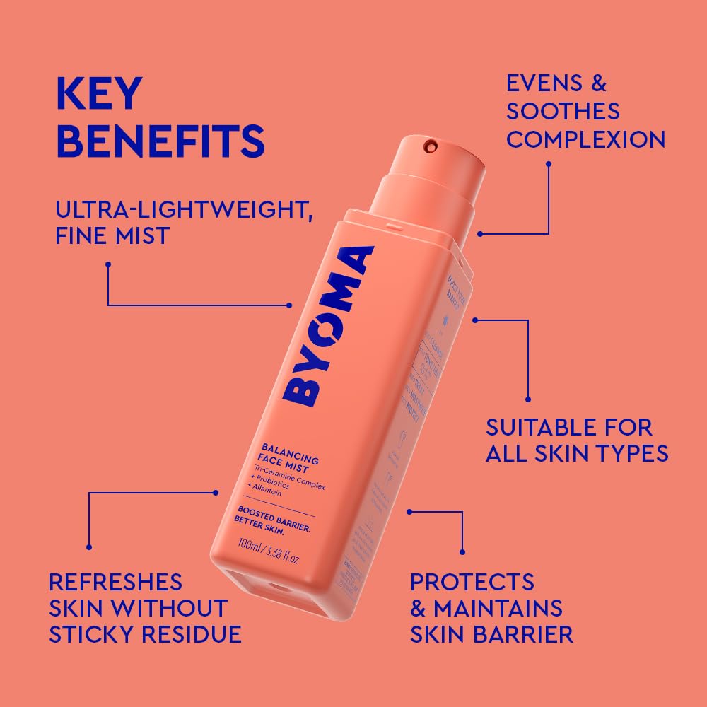 BYOMA Balancing Face Mist - pH Balanced Face Toner with Ceramides, Probiotics & Allantoin - Alcohol Free Toner Spray - Balance - FENGGESTORE20