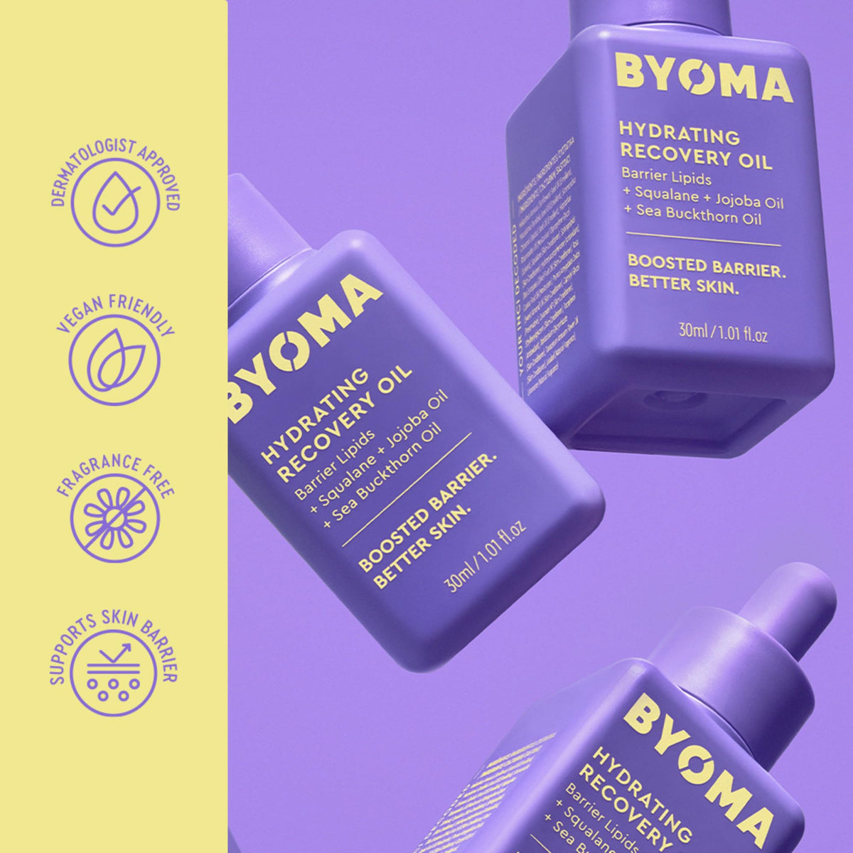 BYOMA Hydrating Recovery Oil - Luxury Face Oil with Squalane, Jojoba Oil & Seabuckthorn Oil - Instant Radiant and Glowy Skin - FENGGESTORE20