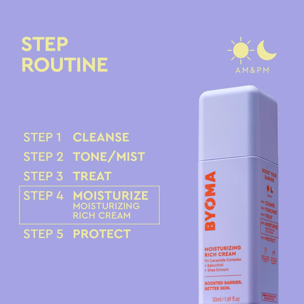 BYOMA Moisturizing Rich Cream - Barrier Repair Cream Face Lotion with Bakuchiol & Shea Extract - Ceramide Face Moisturizer for Dry Skin - FENGGESTORE20