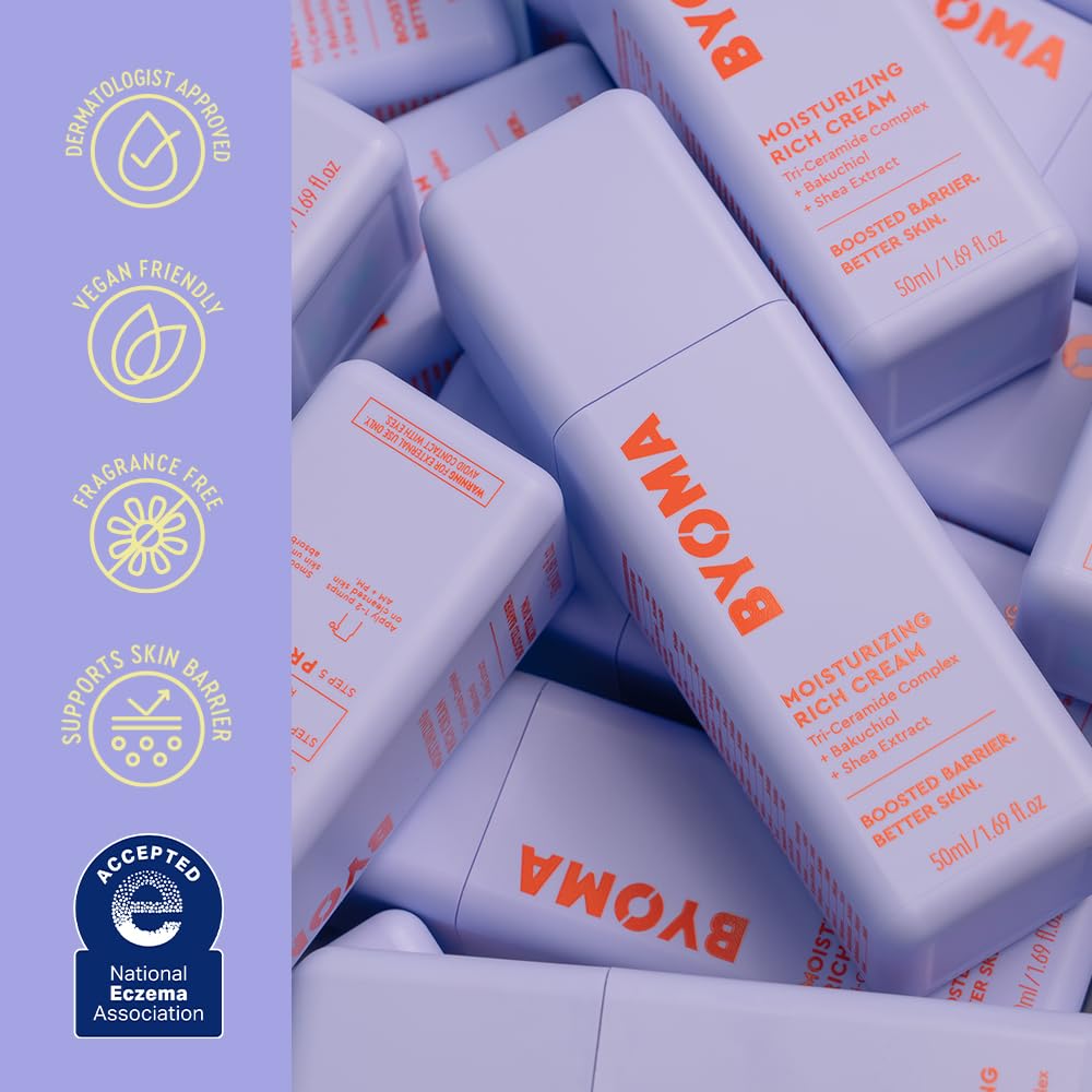 BYOMA Moisturizing Rich Cream - Barrier Repair Cream Face Lotion with Bakuchiol & Shea Extract - Ceramide Face Moisturizer for Dry Skin - FENGGESTORE20