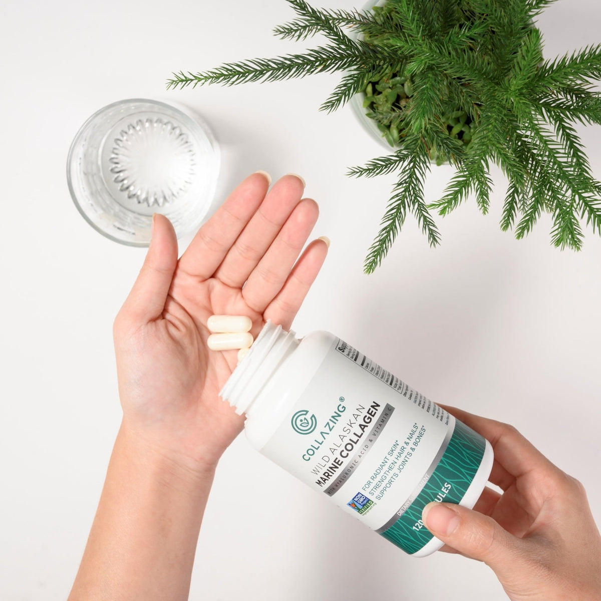 C COLLAZING - Alaskan Wild-Caught Marine Collagen Peptides with Hyaluronic Acid & Vitamin C - Supports Skin, Hair, Nails, Joints & Bones - Type 1 & 3 Collagen - FENGGESTORE20