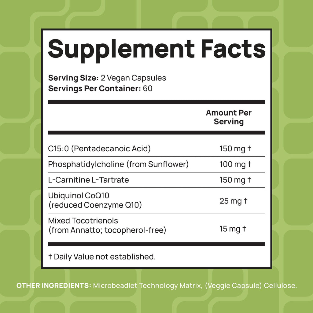 C15:0 Pentadecanoic Acid Supplement | Longevity, Cellular & Membrane Support, Micro-Granule Enhanced Absorption, Phosphatidylcholine, L-Carnitine, - FENGGESTORE20