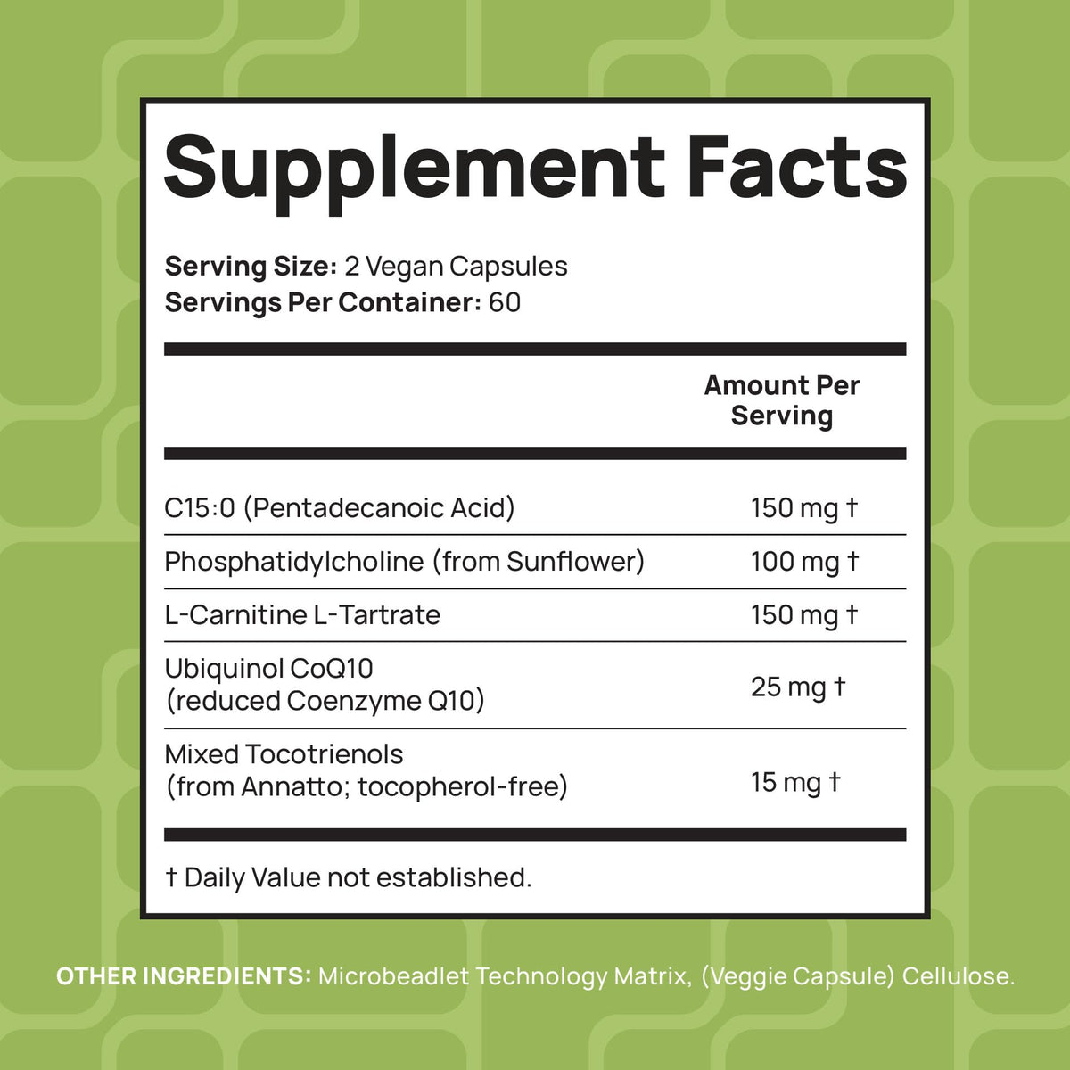 C15:0 Pentadecanoic Acid Supplement | Longevity, Cellular & Membrane Support, Micro-Granule Enhanced Absorption, Phosphatidylcholine, L-Carnitine, - FENGGESTORE20