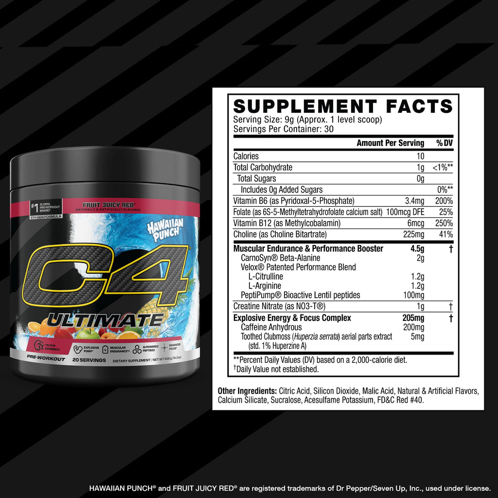 C4 Ultimate Pre Workout Powder - Sugar Free Preworkout Energy Supplement for Men & Women - 300mg Caffeine + TeaCrine + Dynamine + Creatine - FENGGESTORE20