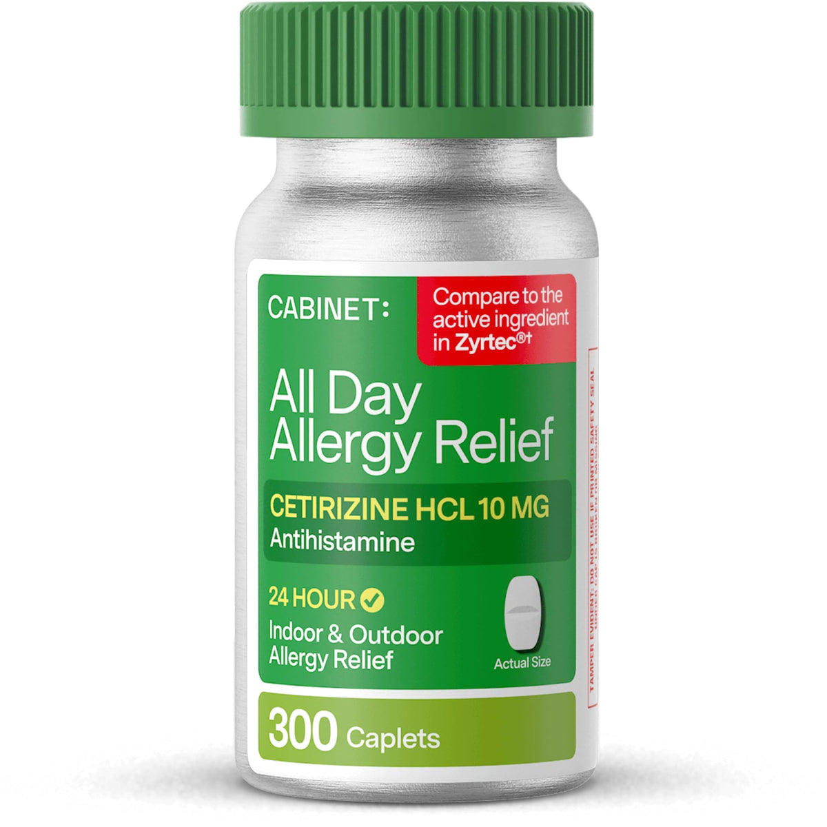 Cabinet: Cetirizine Hcl 10mg Allergy Relief Tablets | Non-Drowsy Antihistamine for 24-Hour Indoor & Outdoor (Aluminum - 300 Count) - FENGGESTORE20
