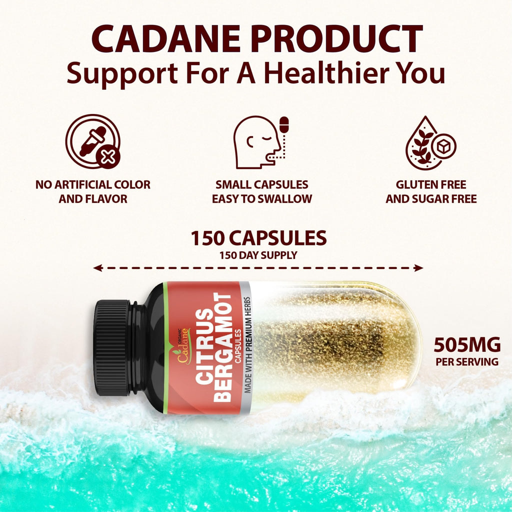 Cadane Citrus Bergamot Supplement Capsules with Berberine, Olive, Guggul, Garlic, Pine Bark, Black Pepper - FENGGESTORE20