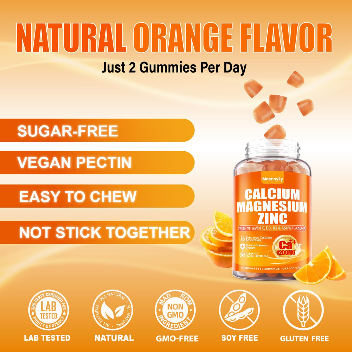 Calcium 1200 mg with Vitamin D3 Gummies for Adults - Calcium Citrate with Vitamin D3 K2, Magnesium, Zinc, Boron, Copper and Ashwagandha - FENGGESTORE20
