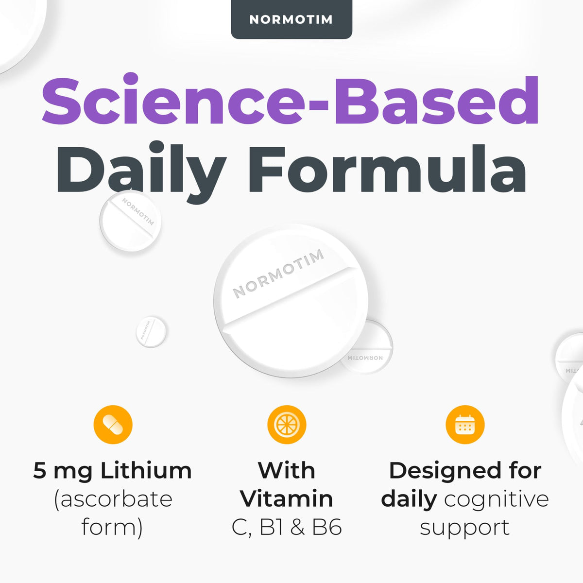 Calm & Focus Support – Lithium Ascorbate 5mg Fast-Dissolve Tablets with Vitamin C, B1 & B6 – Non-Drowsy Cognitive & Memory Support - FENGGESTORE20