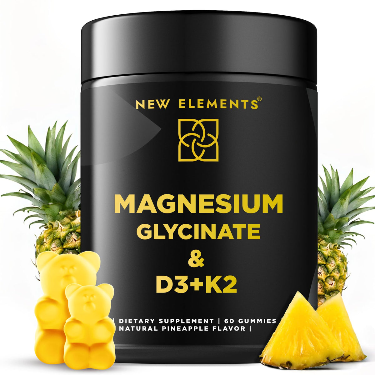 Calm Magnesium Glycinate Gummies 500mg with High-Potency Vitamin D3 10000iu & Vitamin K2 100mcg | Stress Relief, Relaxation & Bone Support for Adults - FENGGESTORE20