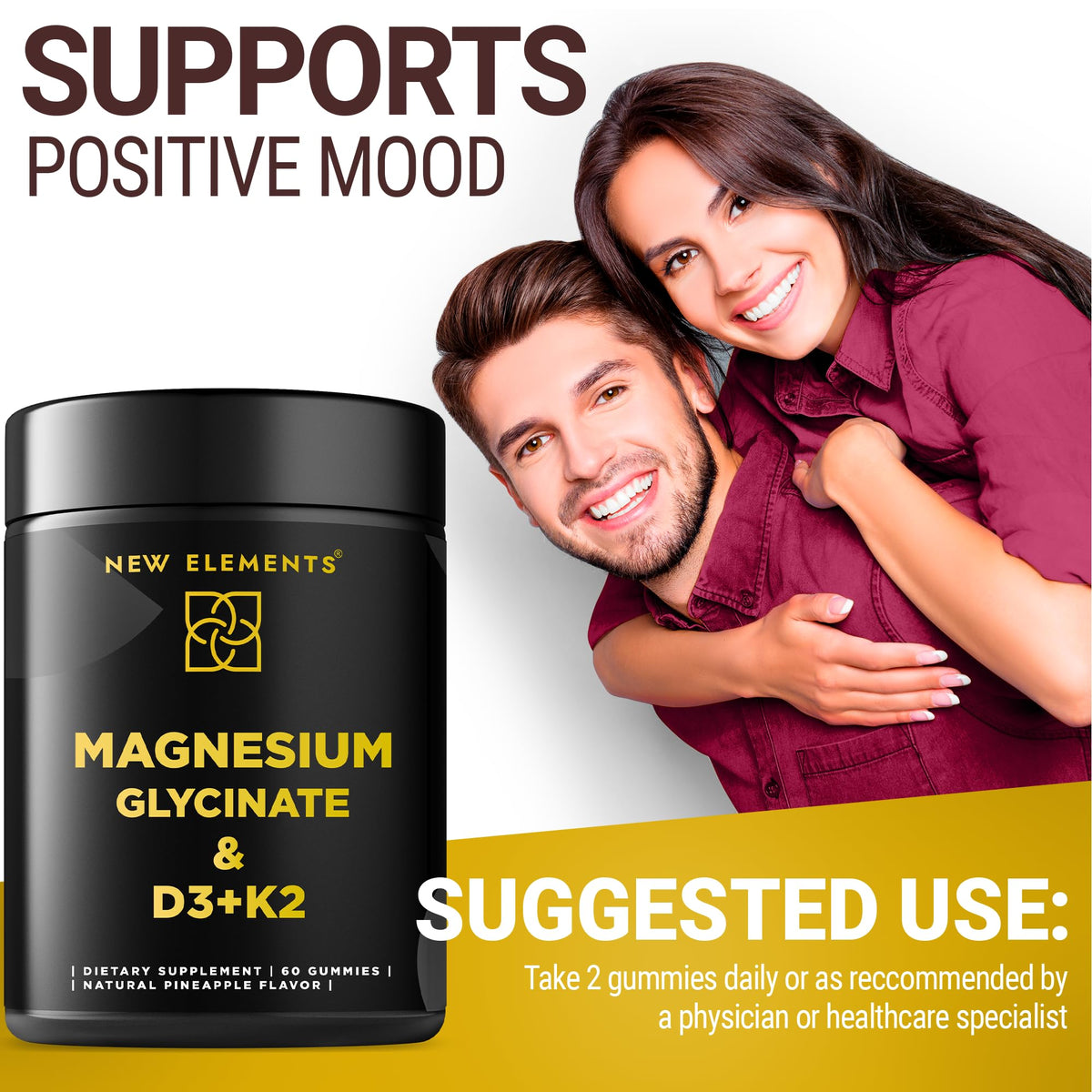 Calm Magnesium Glycinate Gummies 500mg with High-Potency Vitamin D3 10000iu & Vitamin K2 100mcg | Stress Relief, Relaxation & Bone Support for Adults - FENGGESTORE20