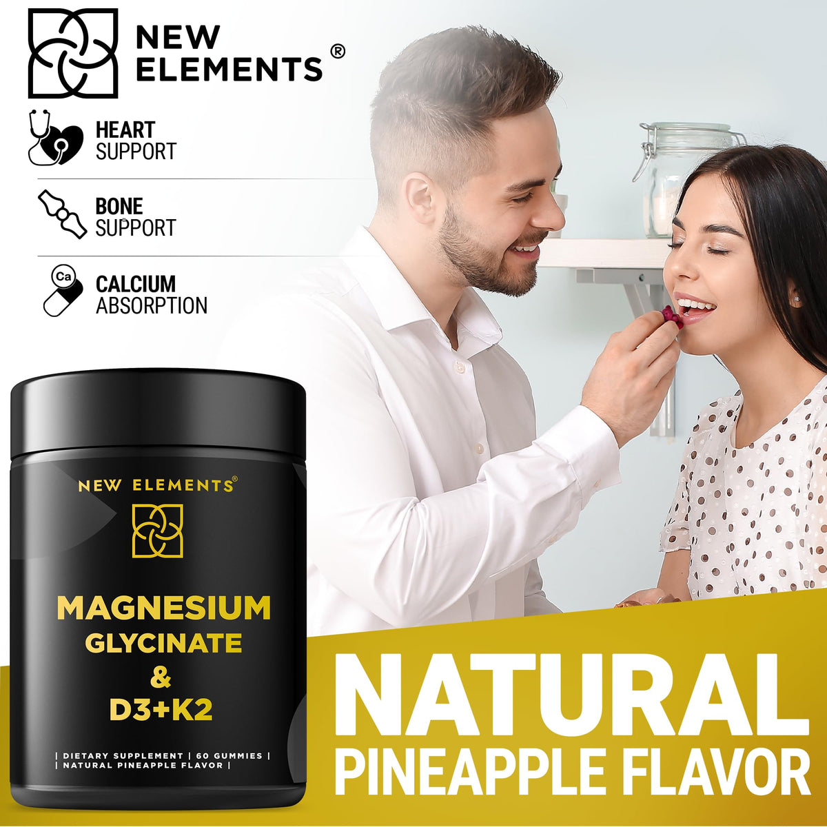 Calm Magnesium Glycinate Gummies 500mg with High-Potency Vitamin D3 10000iu & Vitamin K2 100mcg | Stress Relief, Relaxation & Bone Support for Adults - FENGGESTORE20