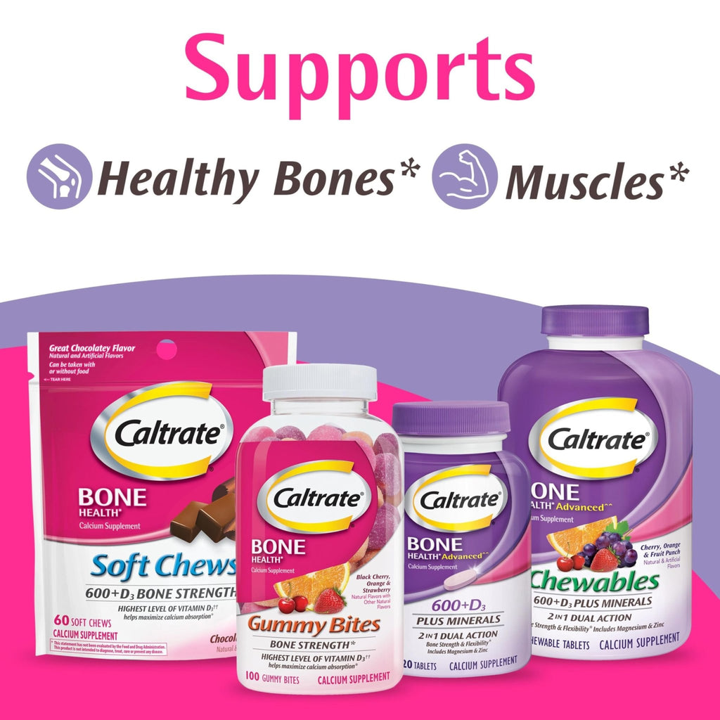 Caltrate Chewables 600 +D3 Plus Minerals Calcium and Vitamin D, Sugar Free, Cherry, Orange and Fruit Punch, 155 count - FENGGESTORE20
