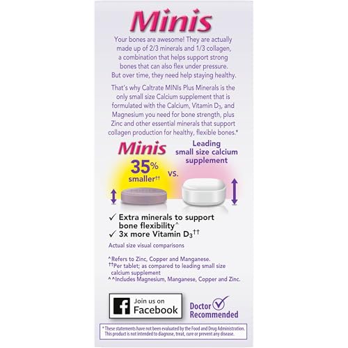Caltrate Minis 600 Plus D3 Plus Minerals Calcium and Vitamin D Supplement Tablets, Bone Health and Mineral Supplement for Adults - 150 Count - FENGGESTORE20