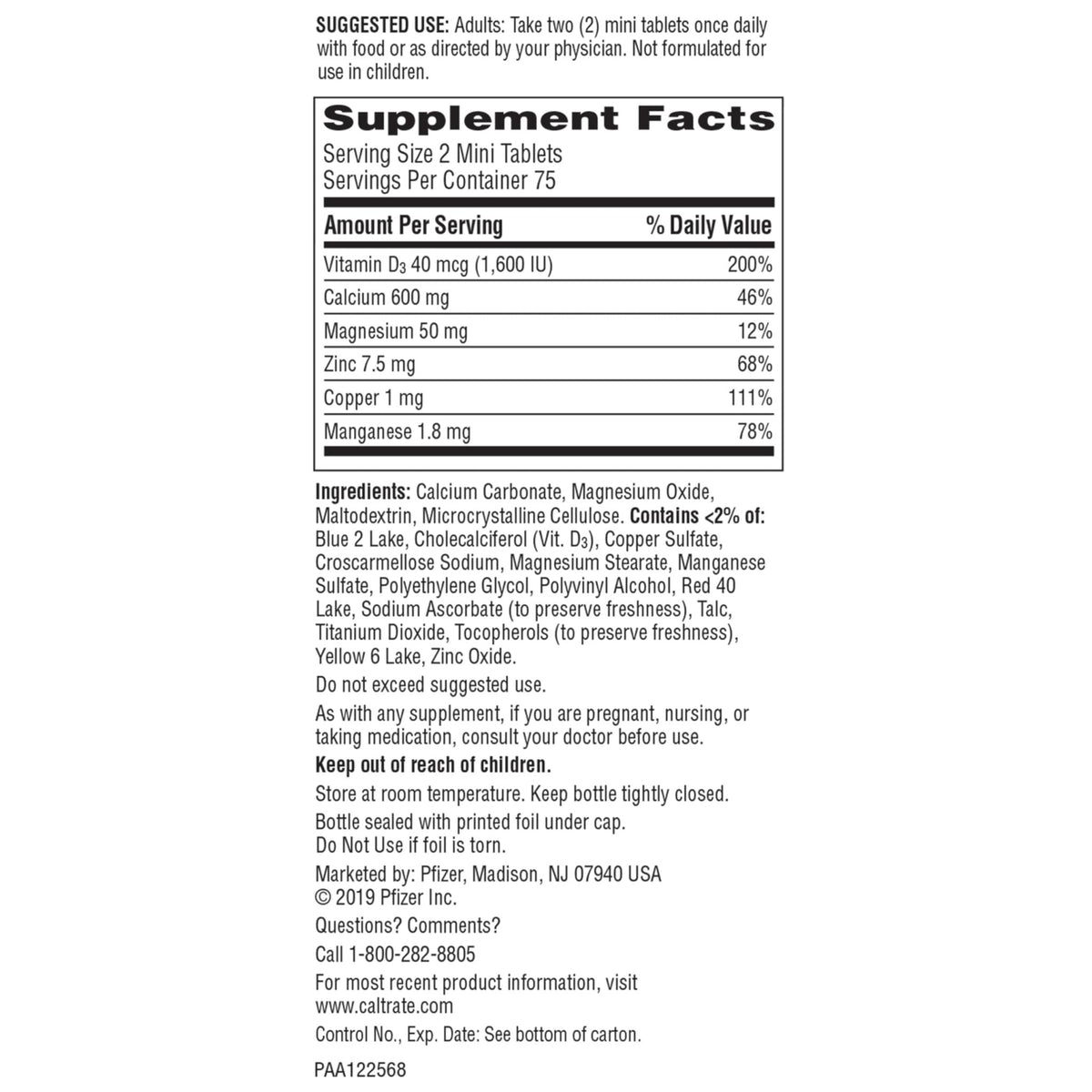 Caltrate Minis 600 Plus D3 Plus Minerals Calcium and Vitamin D Supplement Tablets, Bone Health and Mineral Supplement for Adults - 150 Count - FENGGESTORE20