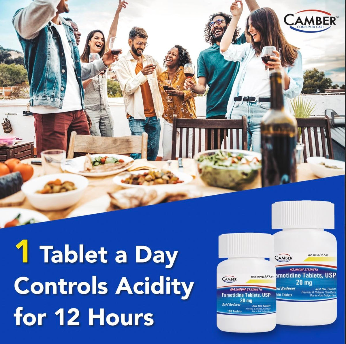 Camber Famotidine Tablets 20 mg Maximum Strength Acid Reducer 500ct Family Pack - FENGGESTORE20