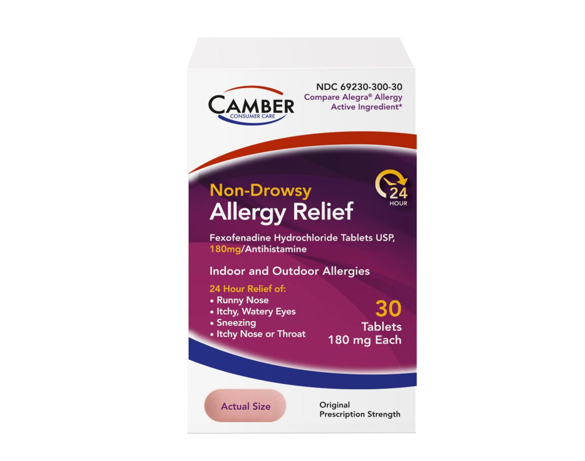 Camber Non-Drowsy Fexofenadine Antihistamine Indoor Outdoor Allergy Relief Tablets (30-ct) - FENGGESTORE20