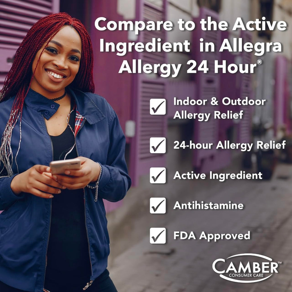 Camber Non-Drowsy Fexofenadine Antihistamine Indoor Outdoor Allergy Relief Tablets (30-ct) - FENGGESTORE20