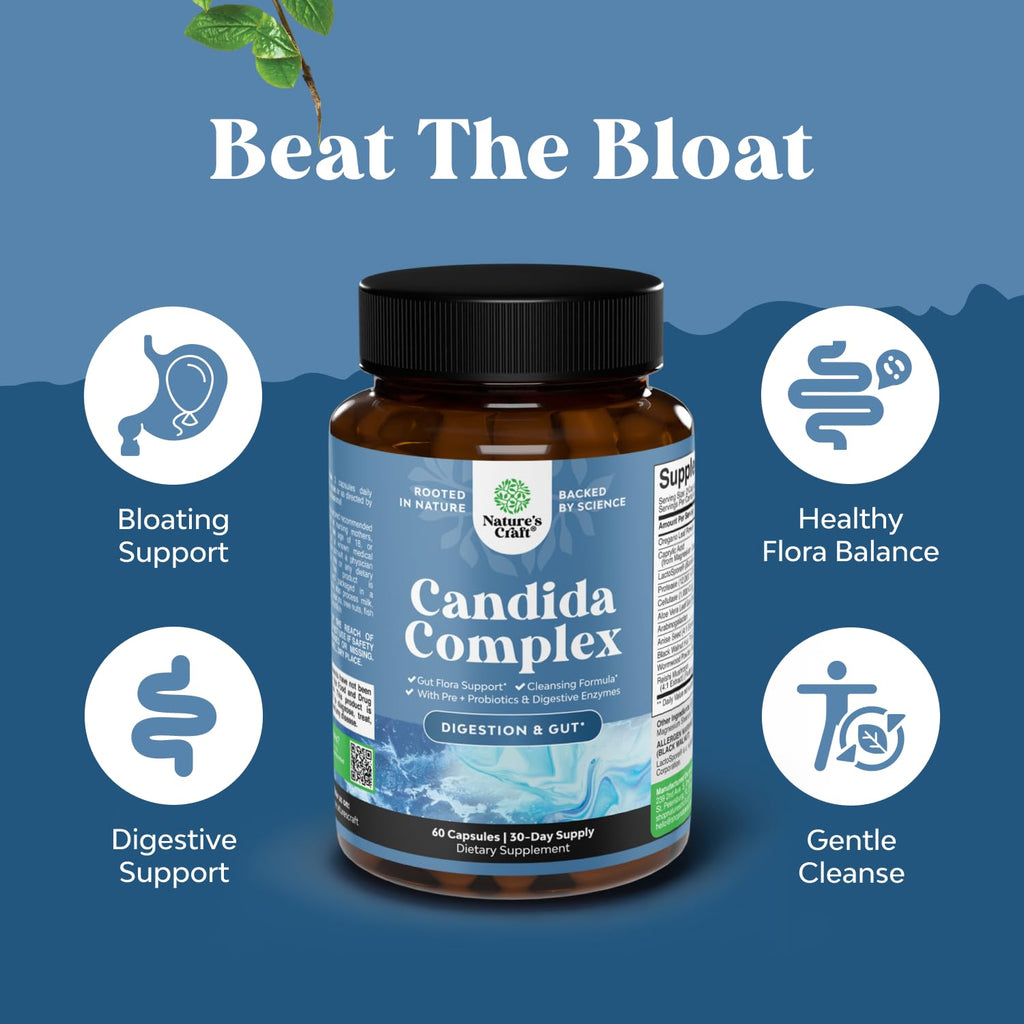 Candida Cleanse Detox for Women - Anti Overgrowth Gut Detox for Women with Caprylic Acid Black Walnut Wormwood and Oregano - Full Body Cleanse - FENGGESTORE20