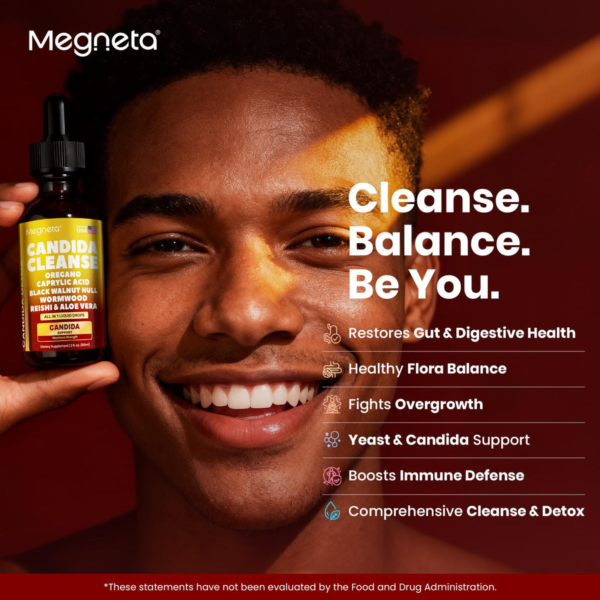 Candida Cleanse Detox with Triple-Targeting Technology, All-in-1 Synergy Formula with Caprylic Acid, Oregano, Black Walnut & Wormwood – Yeast Detox, Gut Health - FENGGESTORE20