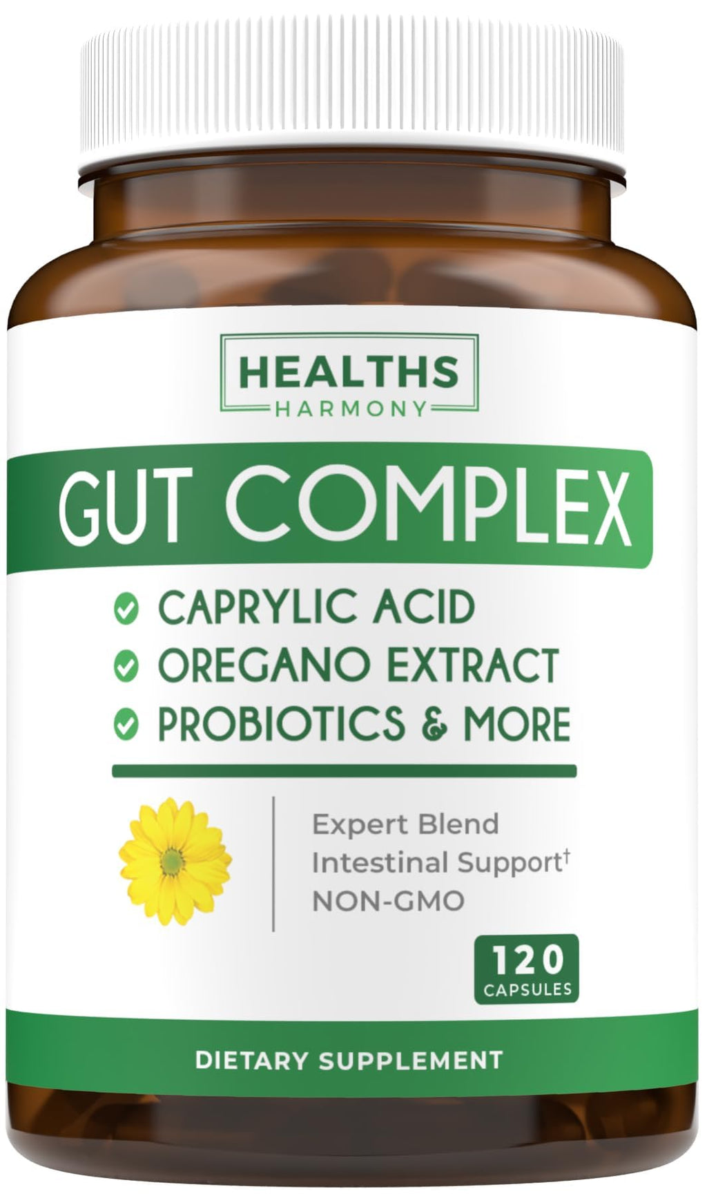 Candida Support (120 Capsules) - Caprylic Acid, Oregano Oil & Probiotics Help Maintain Already Normal Levels of Yeast and Candida - Vegetarian - FENGGESTORE20