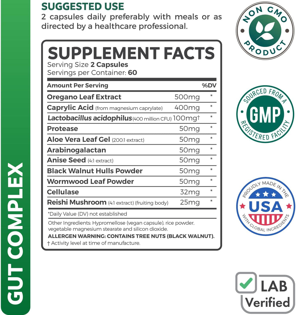 Candida Support (120 Capsules) - Caprylic Acid, Oregano Oil & Probiotics Help Maintain Already Normal Levels of Yeast and Candida - Vegetarian - FENGGESTORE20