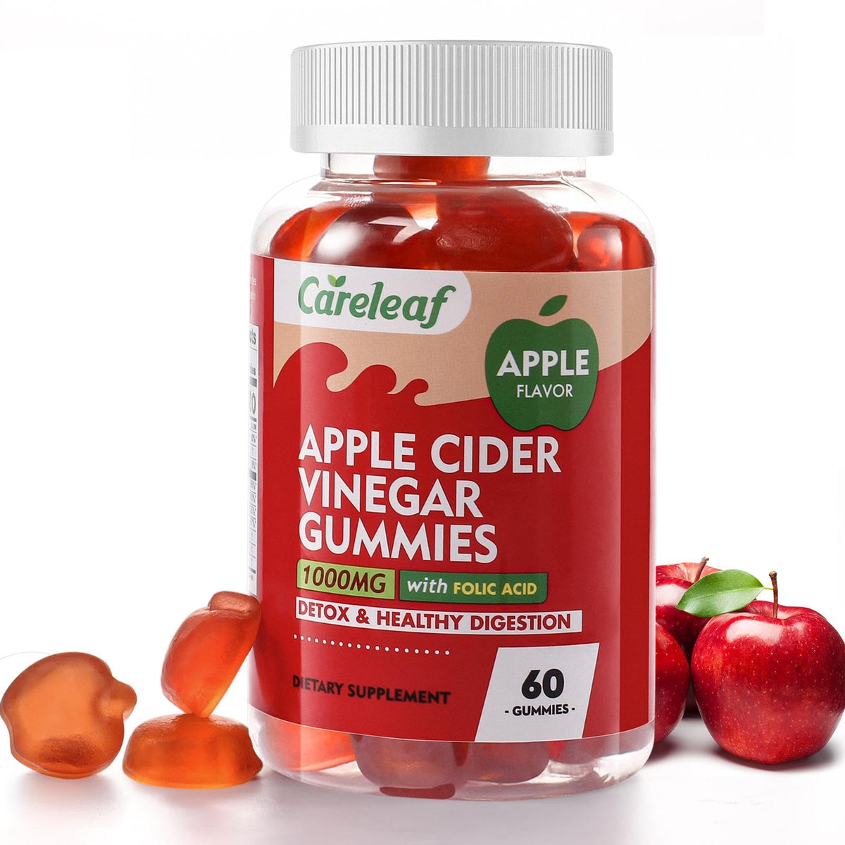 careleaf Apple Cider Vinegar Gummies, Metabolism Gummy with 1000mg AVC & Vitamin B6 Vitamin B12, ACV Gummies for Metabolism, - FENGGESTORE20