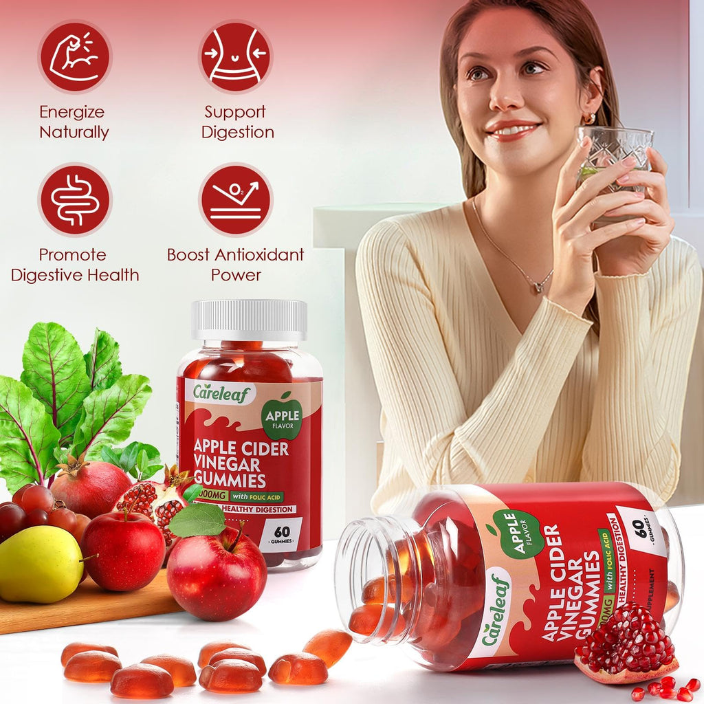 careleaf Apple Cider Vinegar Gummies, Metabolism Gummy with 1000mg AVC & Vitamin B6 Vitamin B12, ACV Gummies for Metabolism, - FENGGESTORE20