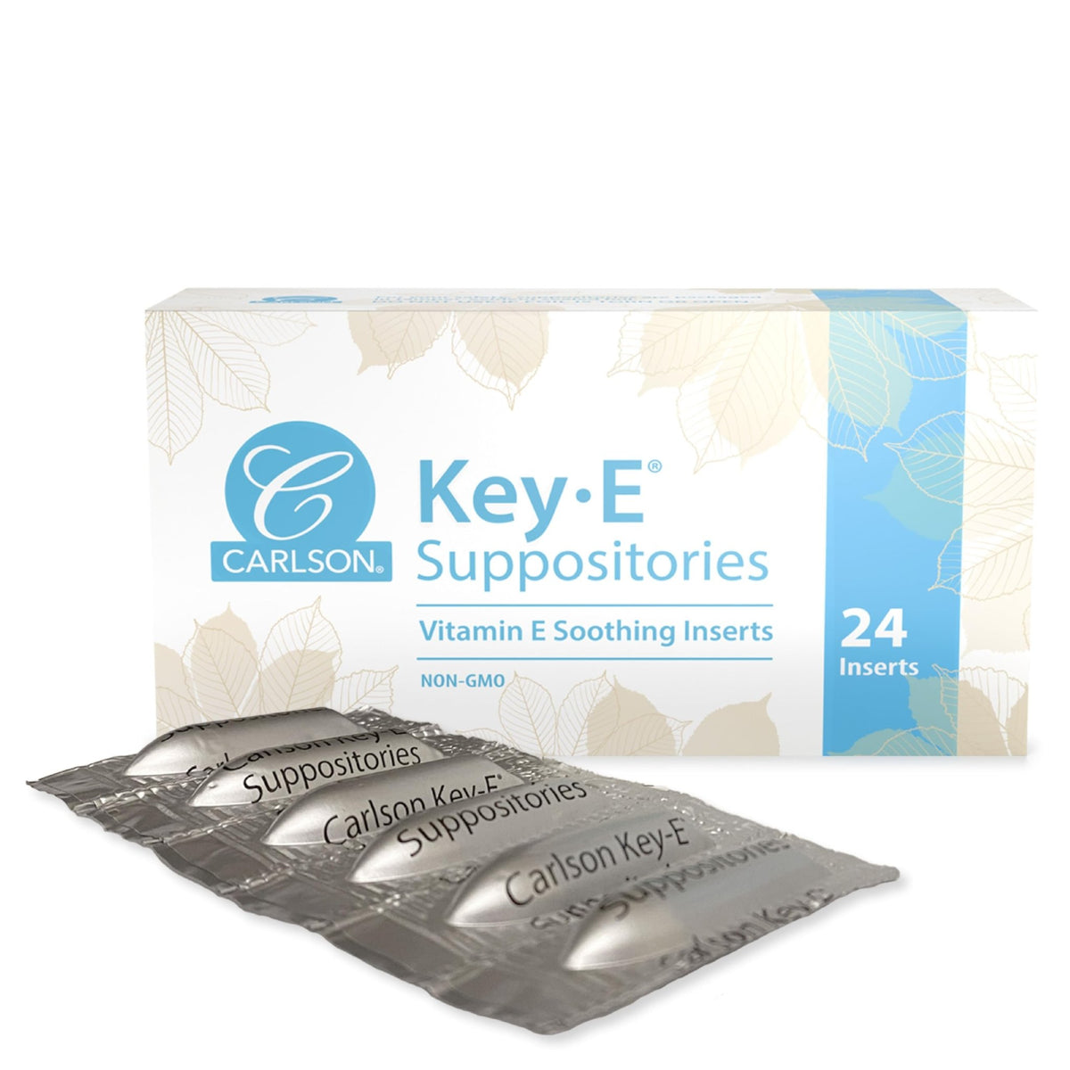 Carlson - Key-E Suppositories, 30 IU Vitamin E Suppository, Lubricates Dry Areas, Treatment for Women and Men, Vaginal & Rectal, 24 Count - FENGGESTORE20