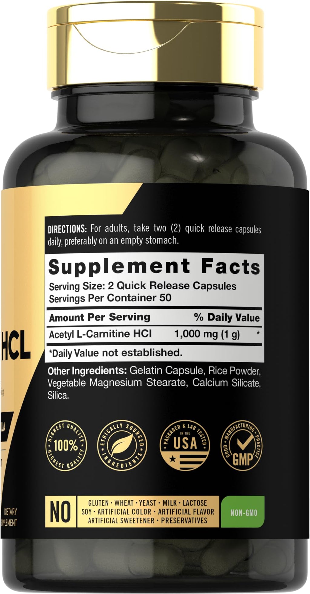 Carlyle Acetyl L-Carnitine HCL | 1000mg | 100 Capsules | Advanced Athlete Formula | Pre-Workout Supplement | Non-GMO & Gluten Free - FENGGESTORE20
