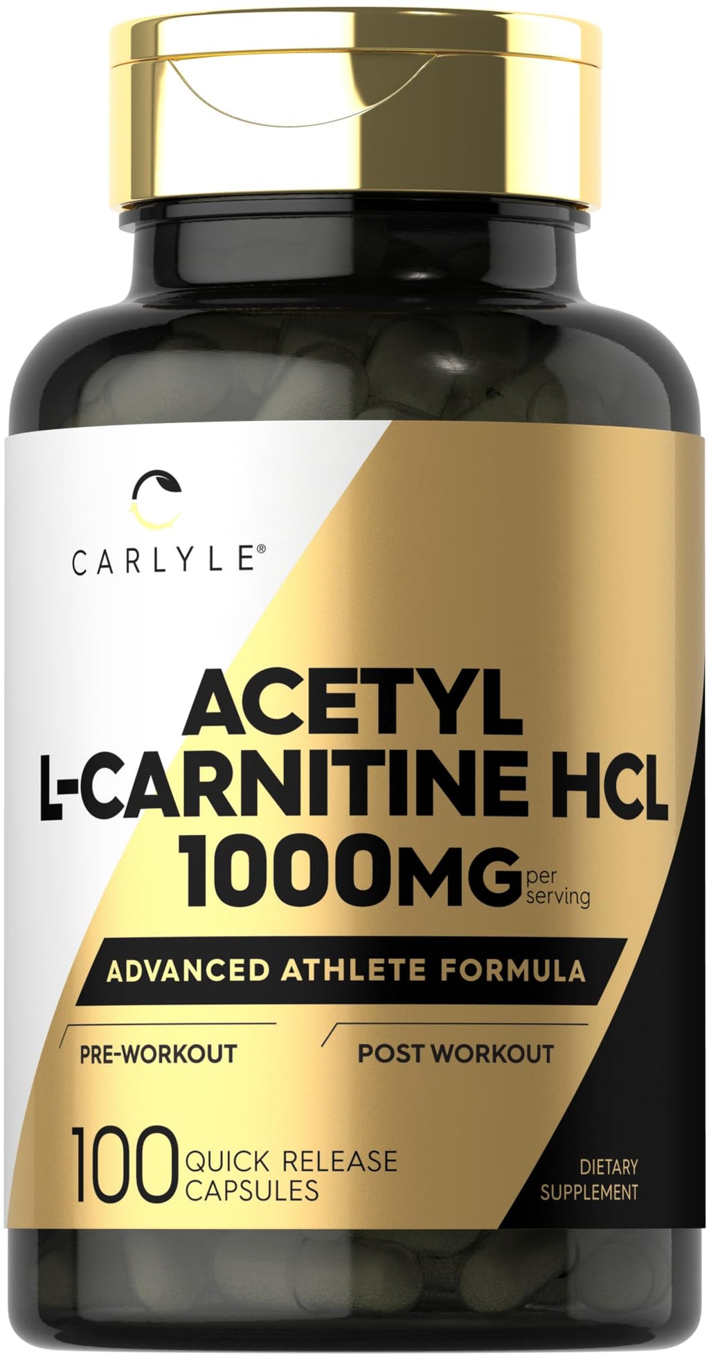 Carlyle Acetyl L-Carnitine HCL | 1000mg | 100 Capsules | Advanced Athlete Formula | Pre-Workout Supplement | Non-GMO & Gluten Free - FENGGESTORE20