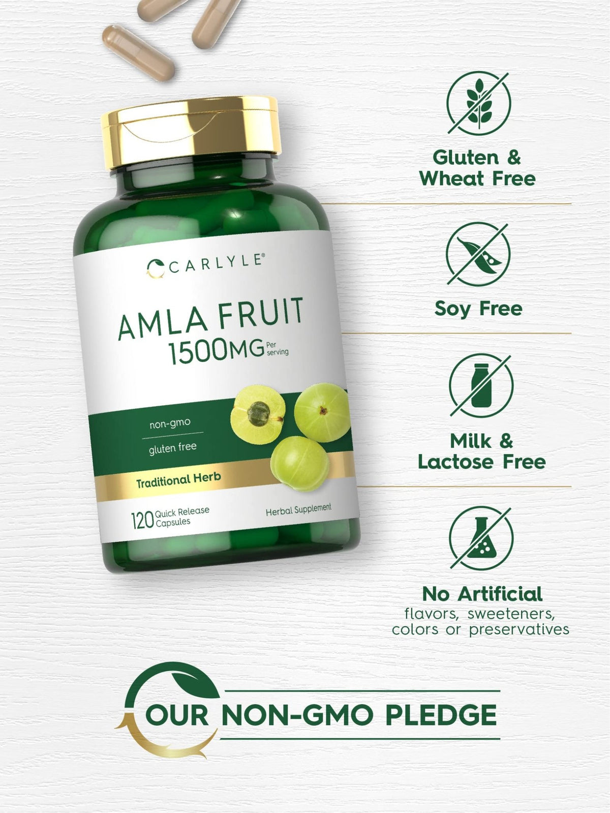 Carlyle Amla Capsules 1500mg | 120 Count | Amalaki Fruit | Herbal Extract Supplement | Non-GMO and Gluten Free - FENGGESTORE20