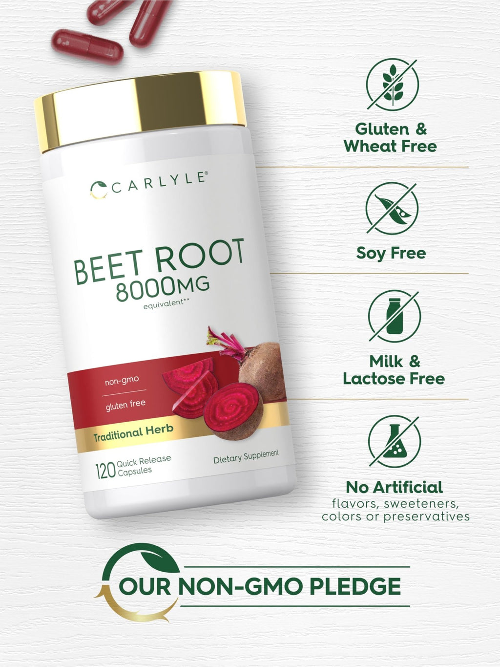 Carlyle Beet Root Capsules | 120 Count | Quick Release Capsules | Non-GMO and Gluten Free Supplement - FENGGESTORE20