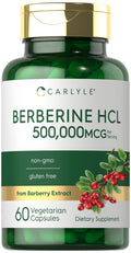 Carlyle Berberine HCL Supplement | 500,000mcg | 60 Capsules | Vegetarian, Non-GMO, Gluten Free - FENGGESTORE20