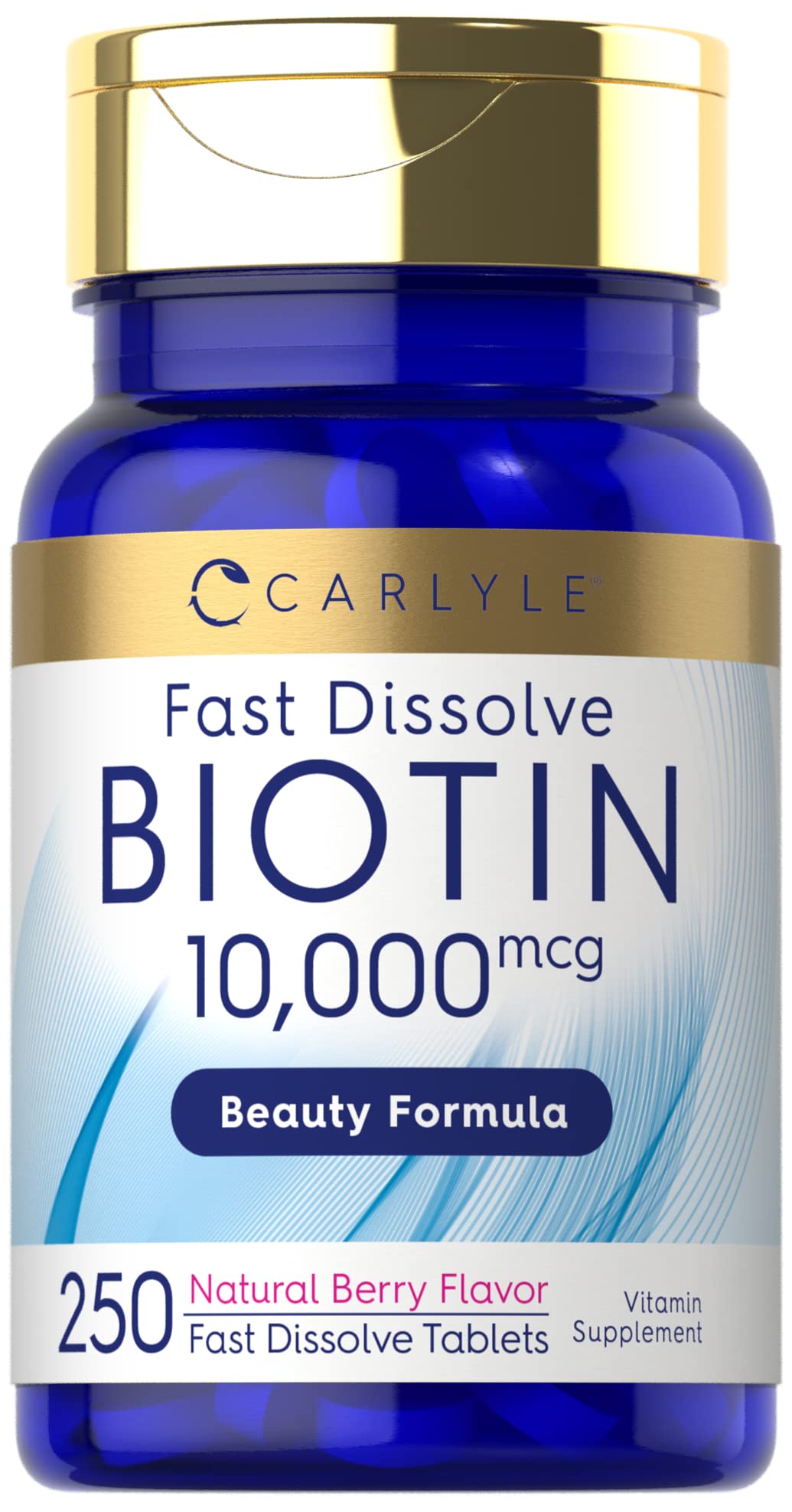 Carlyle Biotin 10000mcg | 250 Fast Dissolve Tablets | Max Strength | Vegetarian, Non-GMO, Gluten Free Supplement - FENGGESTORE20
