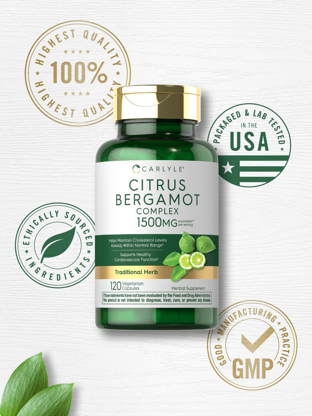 Carlyle Citrus Bergamot Supplement | Extract Complex | 120 Capsules | Non-GMO, Gluten Free - FENGGESTORE20