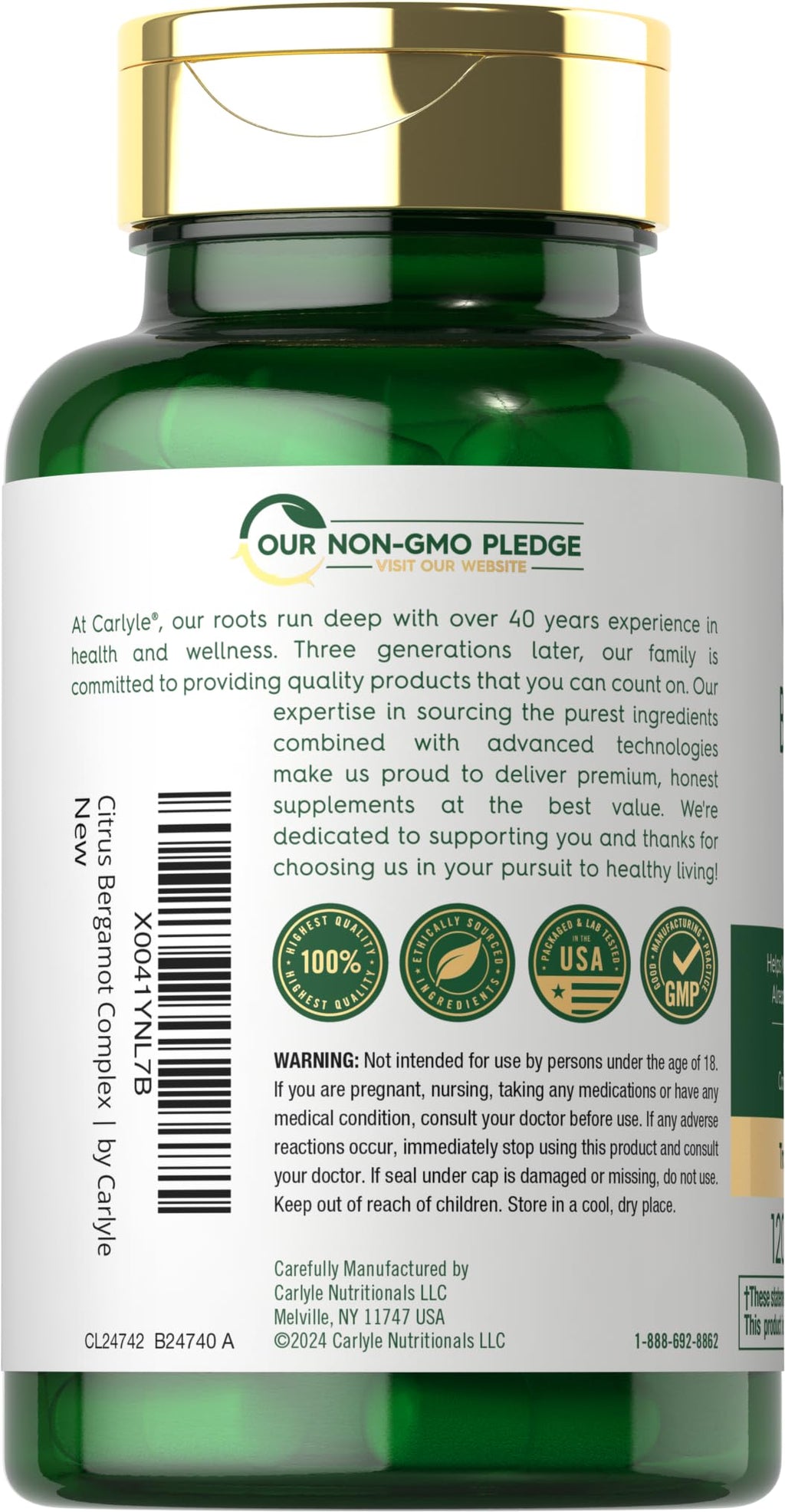 Carlyle Citrus Bergamot Supplement | Extract Complex | 120 Capsules | Non-GMO, Gluten Free - FENGGESTORE20