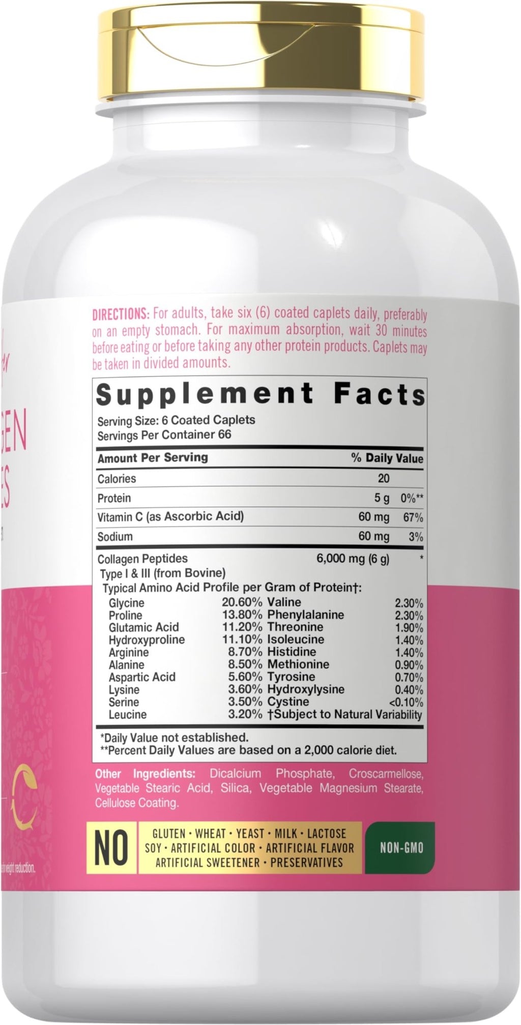 Carlyle Collagen Peptides 6000mg | 400 Caplets | with Vitamin C | Type 1 and 3 | Non-GMO, Gluten Free, Grass Fed Supplement - FENGGESTORE20