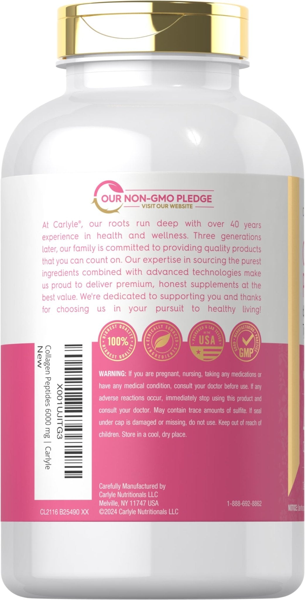Carlyle Collagen Peptides 6000mg | 400 Caplets | with Vitamin C | Type 1 and 3 | Non-GMO, Gluten Free, Grass Fed Supplement - FENGGESTORE20