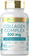 Carlyle Collagen Pills with Hyaluronic Acid | 500mg | 90 Capsules | Hydrolyzed Collagen Type 1 and 3 | Non-GMO, Gluten Free Supplement - FENGGESTORE20