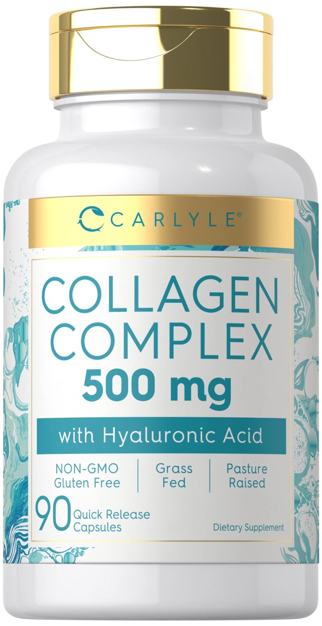 Carlyle Collagen Pills with Hyaluronic Acid | 500mg | 90 Capsules | Hydrolyzed Collagen Type 1 and 3 | Non-GMO, Gluten Free Supplement - FENGGESTORE20