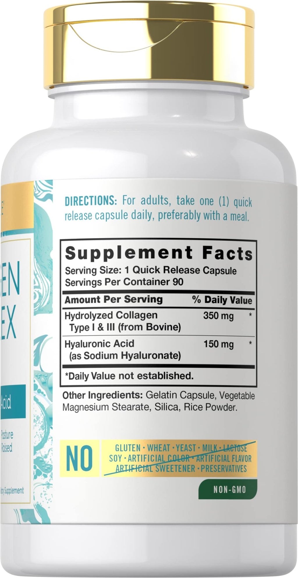 Carlyle Collagen Pills with Hyaluronic Acid | 500mg | 90 Capsules | Hydrolyzed Collagen Type 1 and 3 | Non-GMO, Gluten Free Supplement - FENGGESTORE20