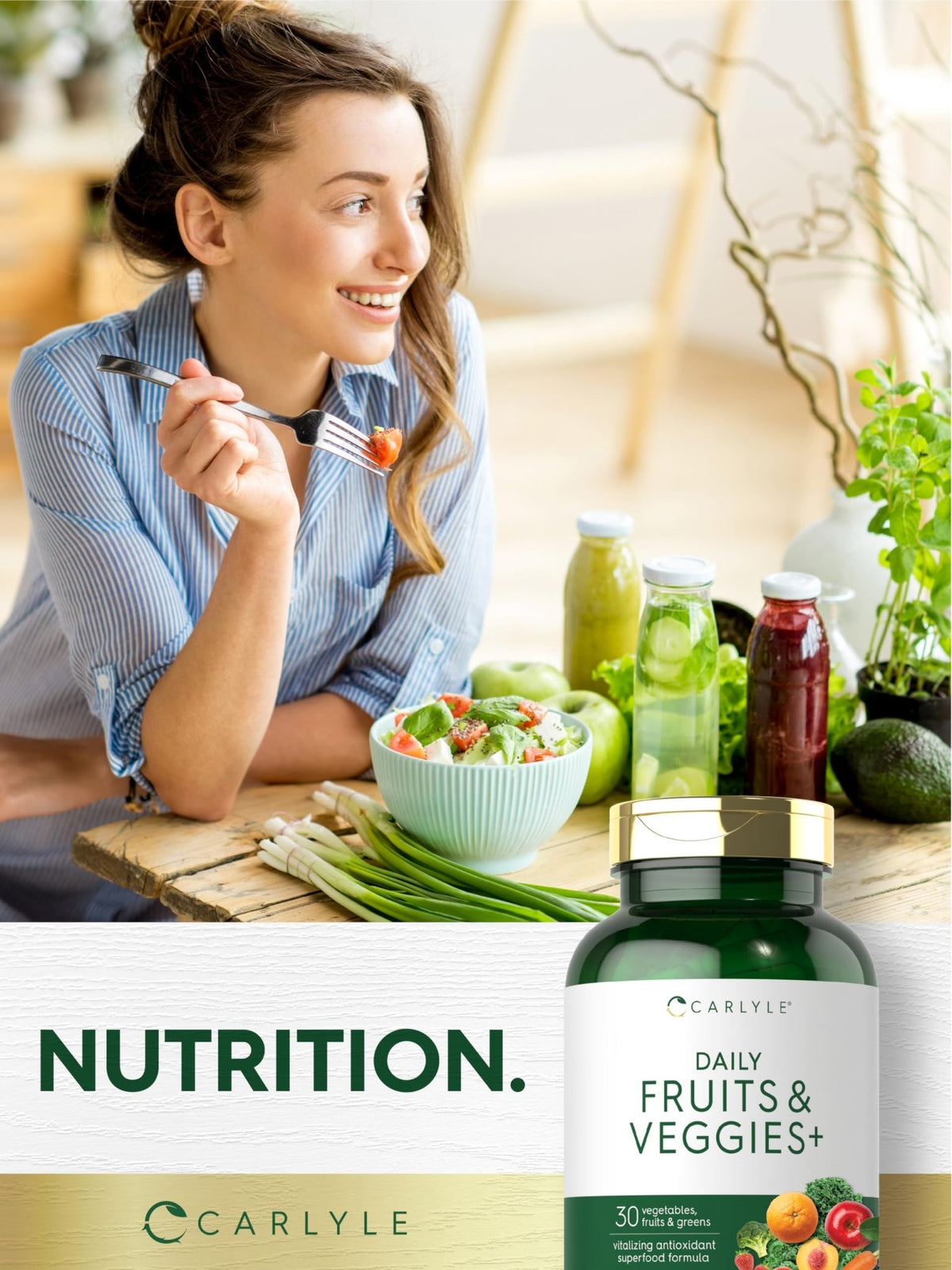 Carlyle Fruits and Veggies Supplement | 250 Capsules | Made with 30 Fruits and Vegetables | Vegetarian, Non-GMO, Gluten Free Superfood Formula - FENGGESTORE20