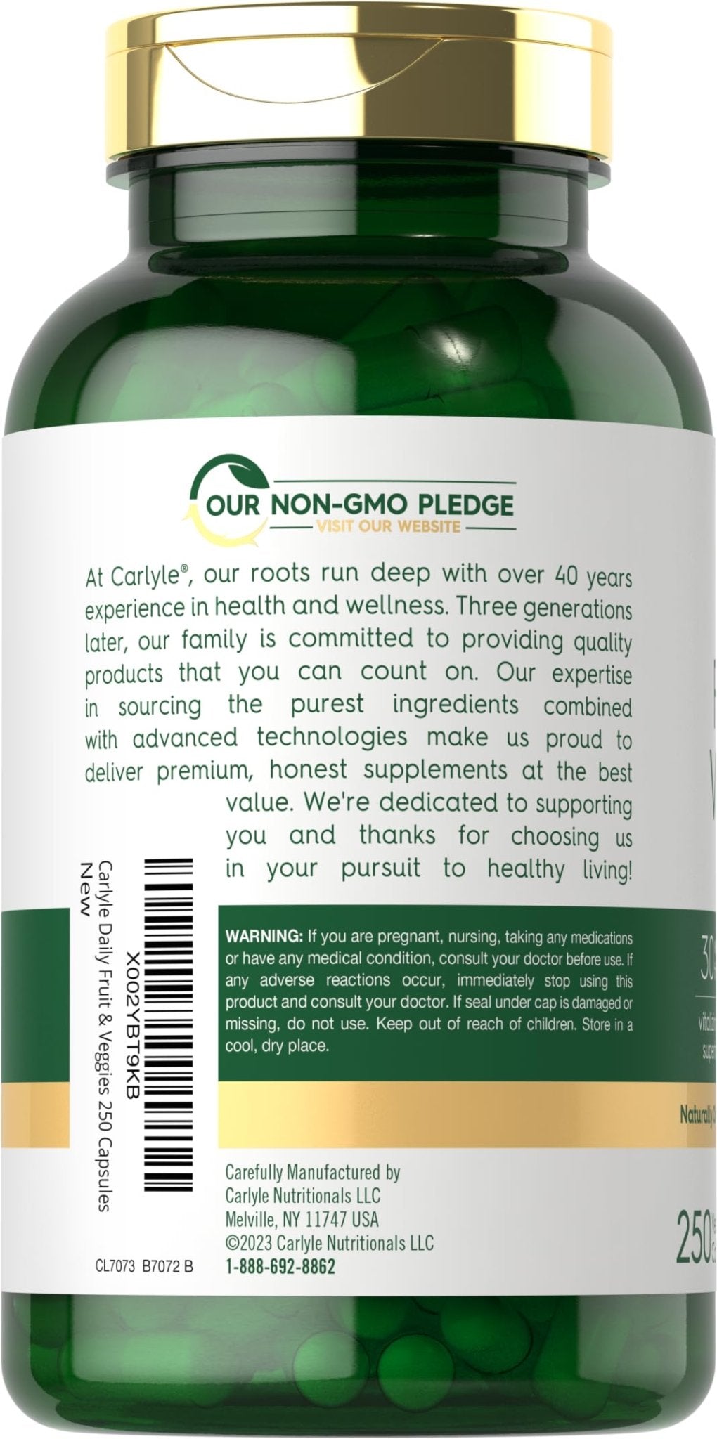 Carlyle Fruits and Veggies Supplement | 250 Capsules | Made with 30 Fruits and Vegetables | Vegetarian, Non-GMO, Gluten Free Superfood Formula - FENGGESTORE20