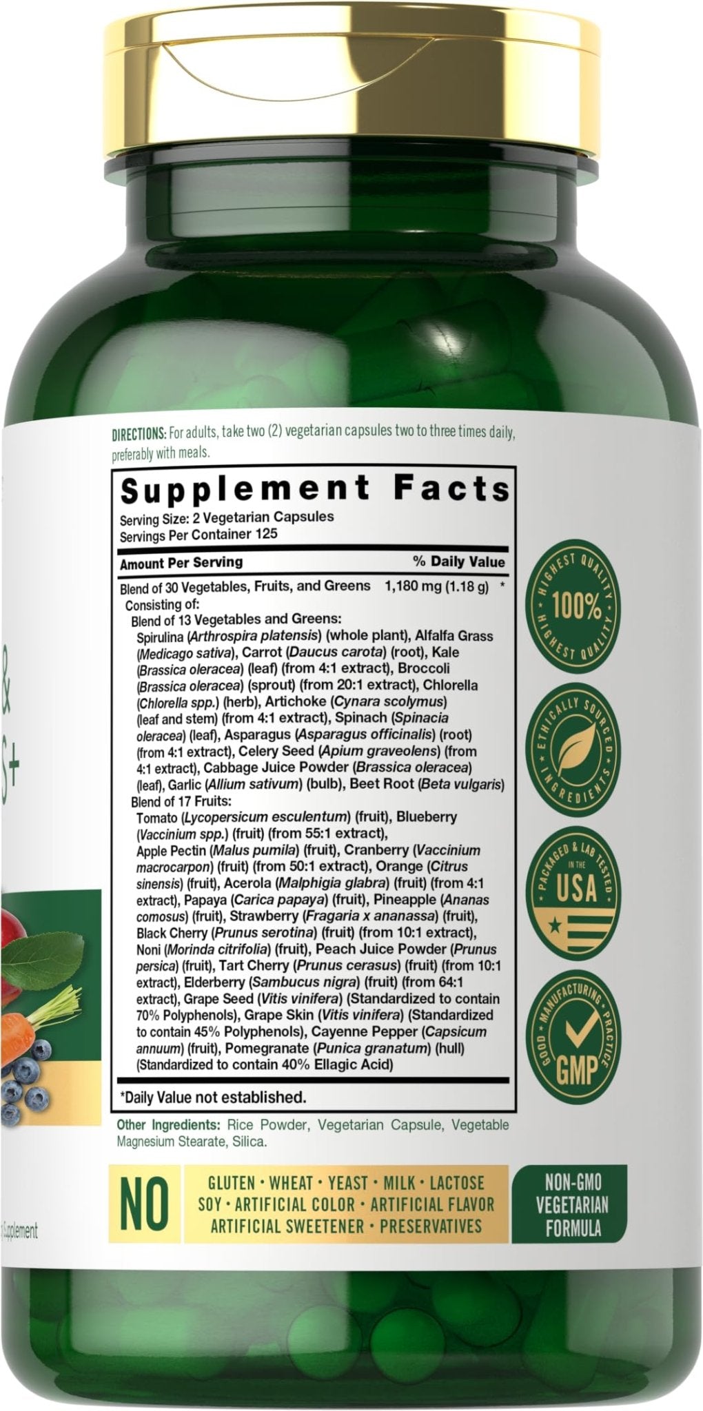 Carlyle Fruits and Veggies Supplement | 250 Capsules | Made with 30 Fruits and Vegetables | Vegetarian, Non-GMO, Gluten Free Superfood Formula - FENGGESTORE20