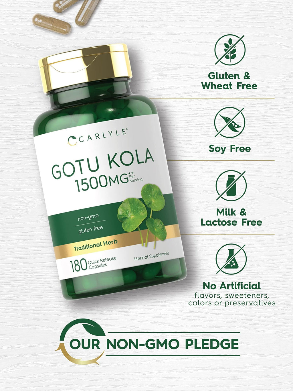 Carlyle Gotu Kola Capsules | 180 Count | Non-GMO, Gluten Free | Traditional Herb Extract - FENGGESTORE20
