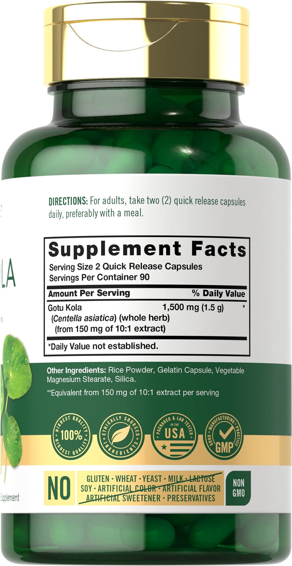 Carlyle Gotu Kola Capsules | 180 Count | Non-GMO, Gluten Free | Traditional Herb Extract - FENGGESTORE20