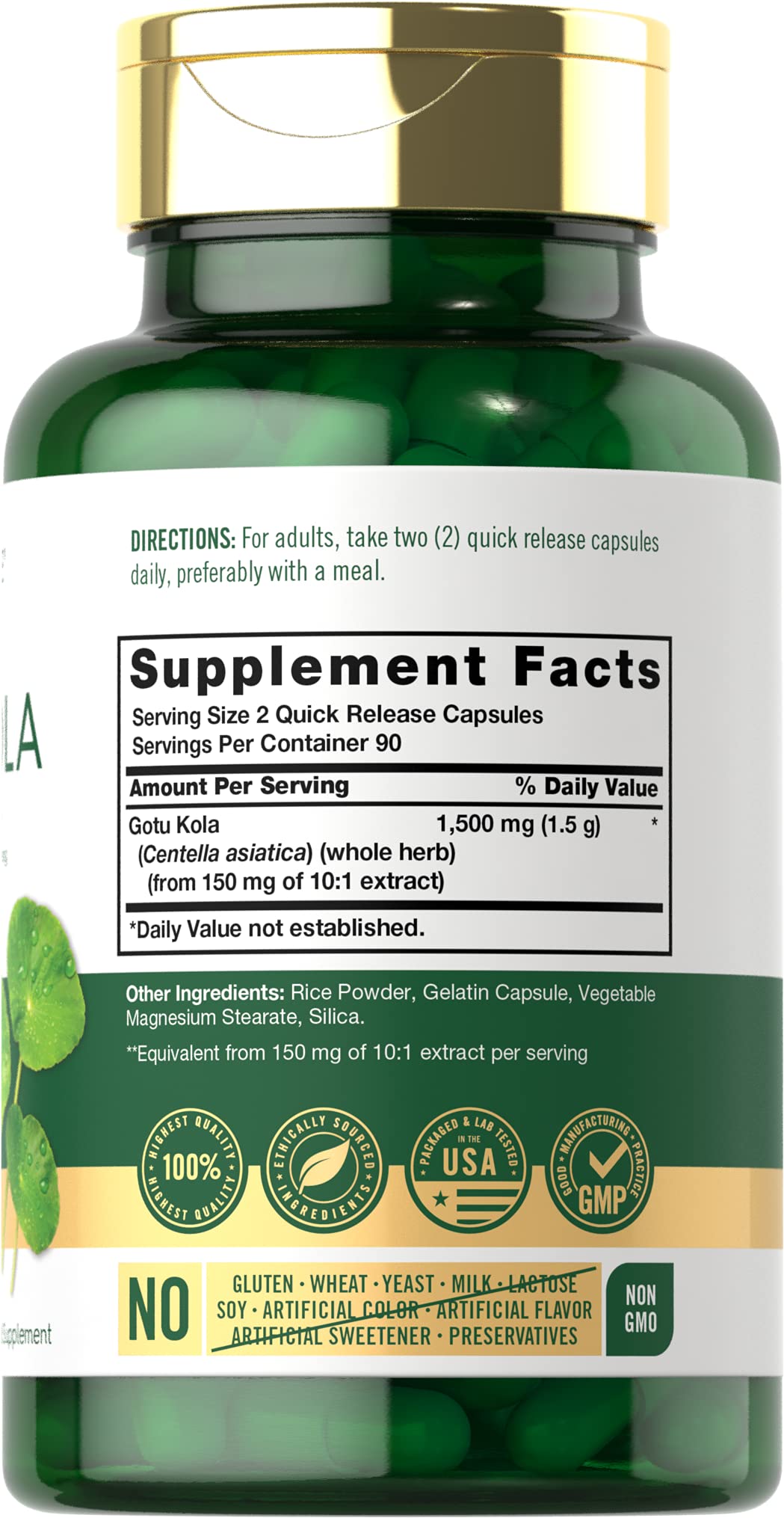 Carlyle Gotu Kola Capsules | 180 Count | Non-GMO, Gluten Free | Traditional Herb Extract - FENGGESTORE20
