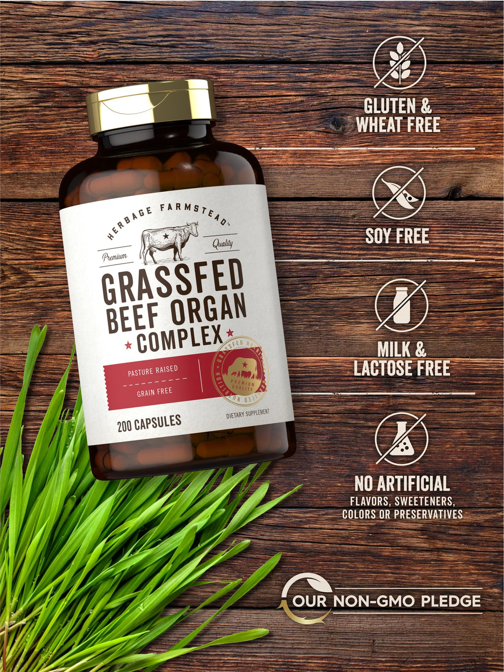 Carlyle Grass Fed Beef Organ Complex | 200 Capsules | Pasture Raised, Grain Free Supplement | with Desiccated Liver, Kidney, Pancreas, Heart, Spleen - FENGGESTORE20